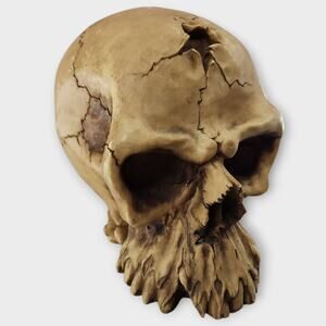 Cracked Skull Money Bank Statue Pirate Evil Sunken Eye Sockets VTG Y2K 1998